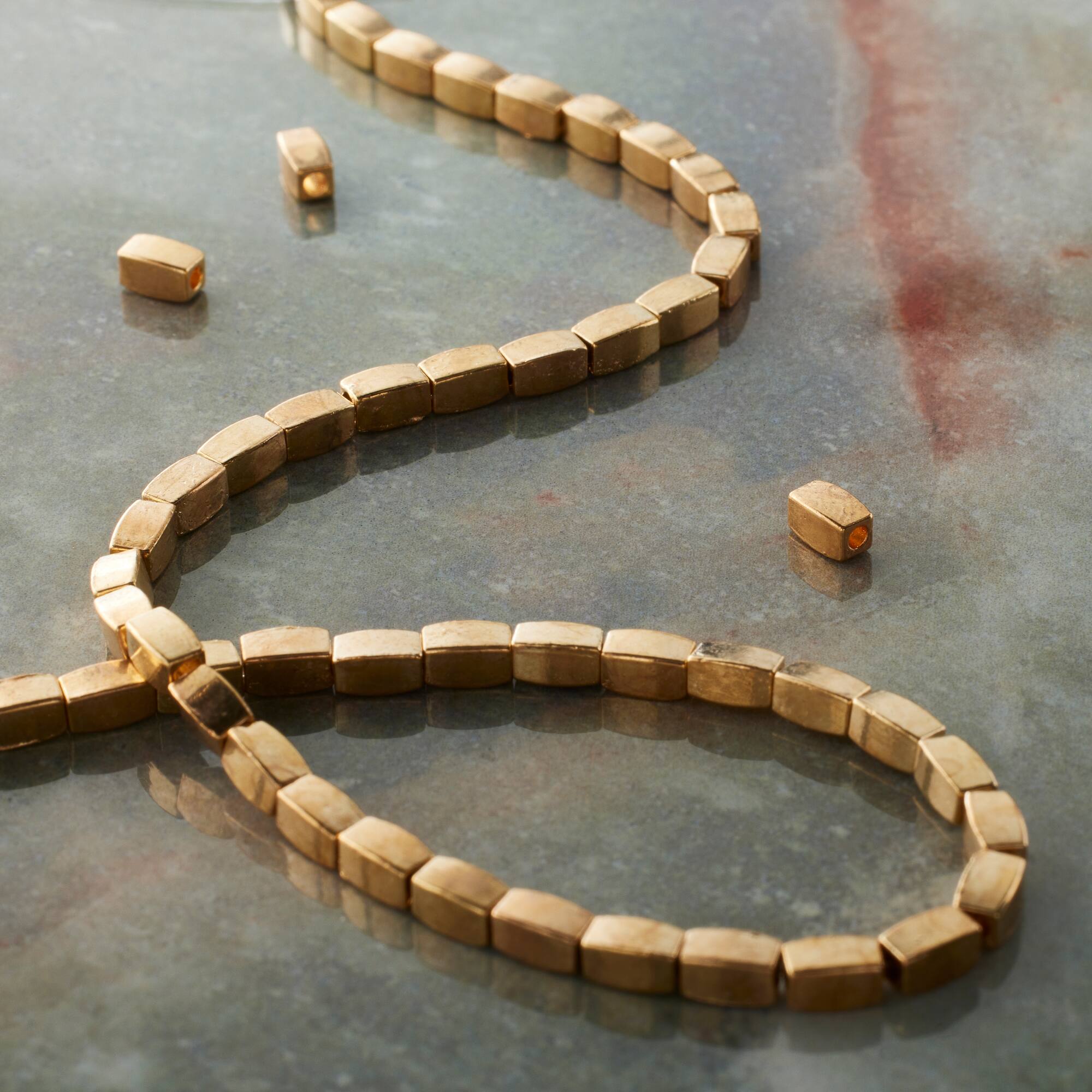 Gold Metal Square Tube Beads, 5mm by Bead Landing™
